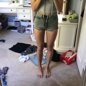 acid wash jean shorts, fits smaller than 25
